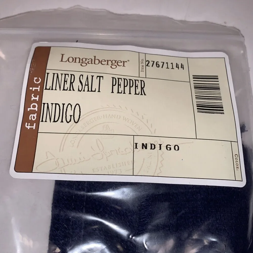 Longaberger Indigo SALT & PEPPER Basket Liner ~Made in USA~ New